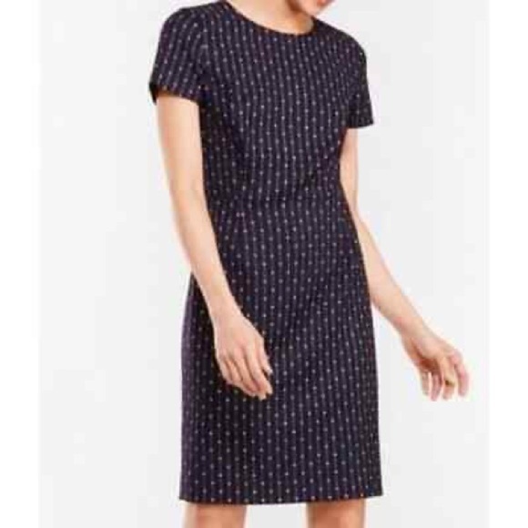Brooks Brothers - Wool Blend Red Fleece Navy Textured Sheath Lined Dress - Picture 1 of 8